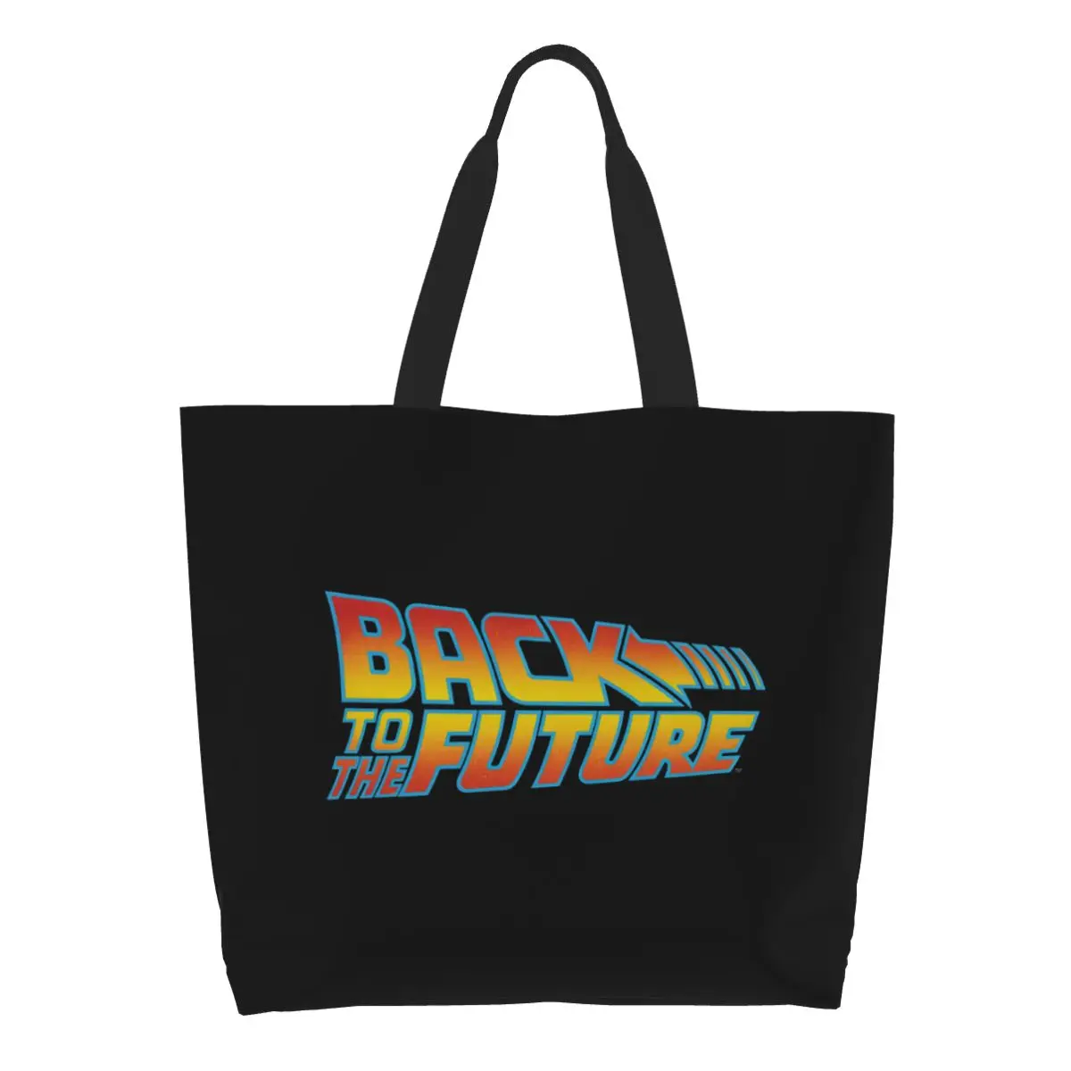 Fashion Print Retro Back To The Future Tote Shopping Bag Portable Canvas Shoulder Shopper Marty Mcfly Hill Valley Handbag