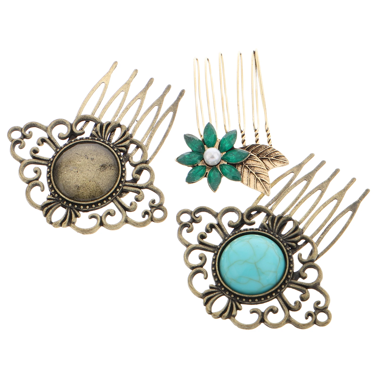 

3 Pcs Exquisite Hair Accessories Vintage Comb French Extension Accessory Alloy Side Combs Bride