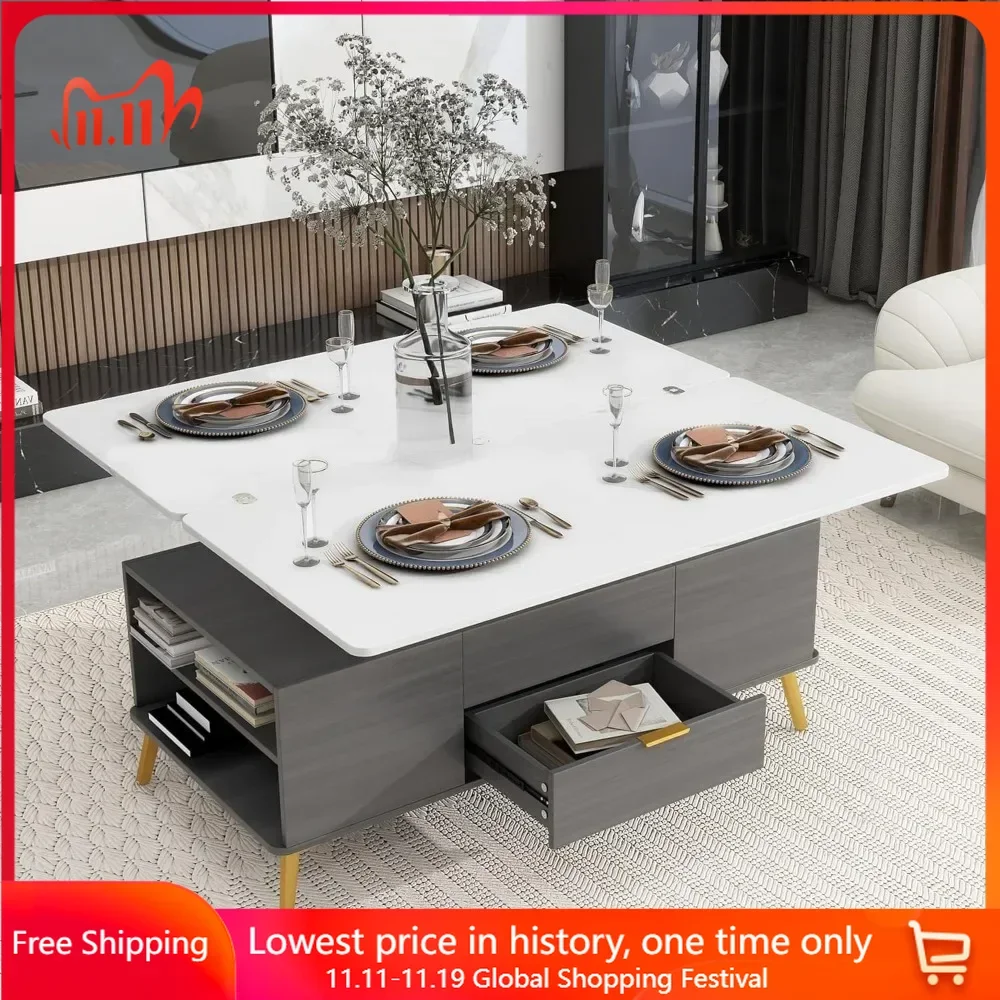 Coffee Table, Multi-Functional Tables with Drawers, Lift Top Coffee Table