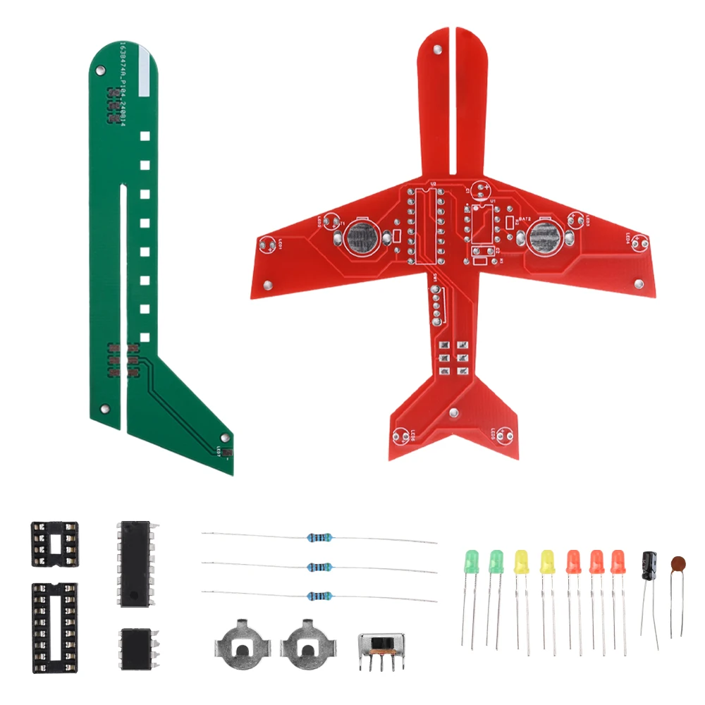 Small Aircraft Electronics DIY Kit with Flashing LED CD4017 Flow Light Welding PCB Electronic Practice Science Assembly Kit