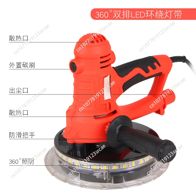 Dustless Electric Drywall Sander Wall Putty Polisher Hand Grinder  Double Light Grinding machine Grinder for Home Decoration