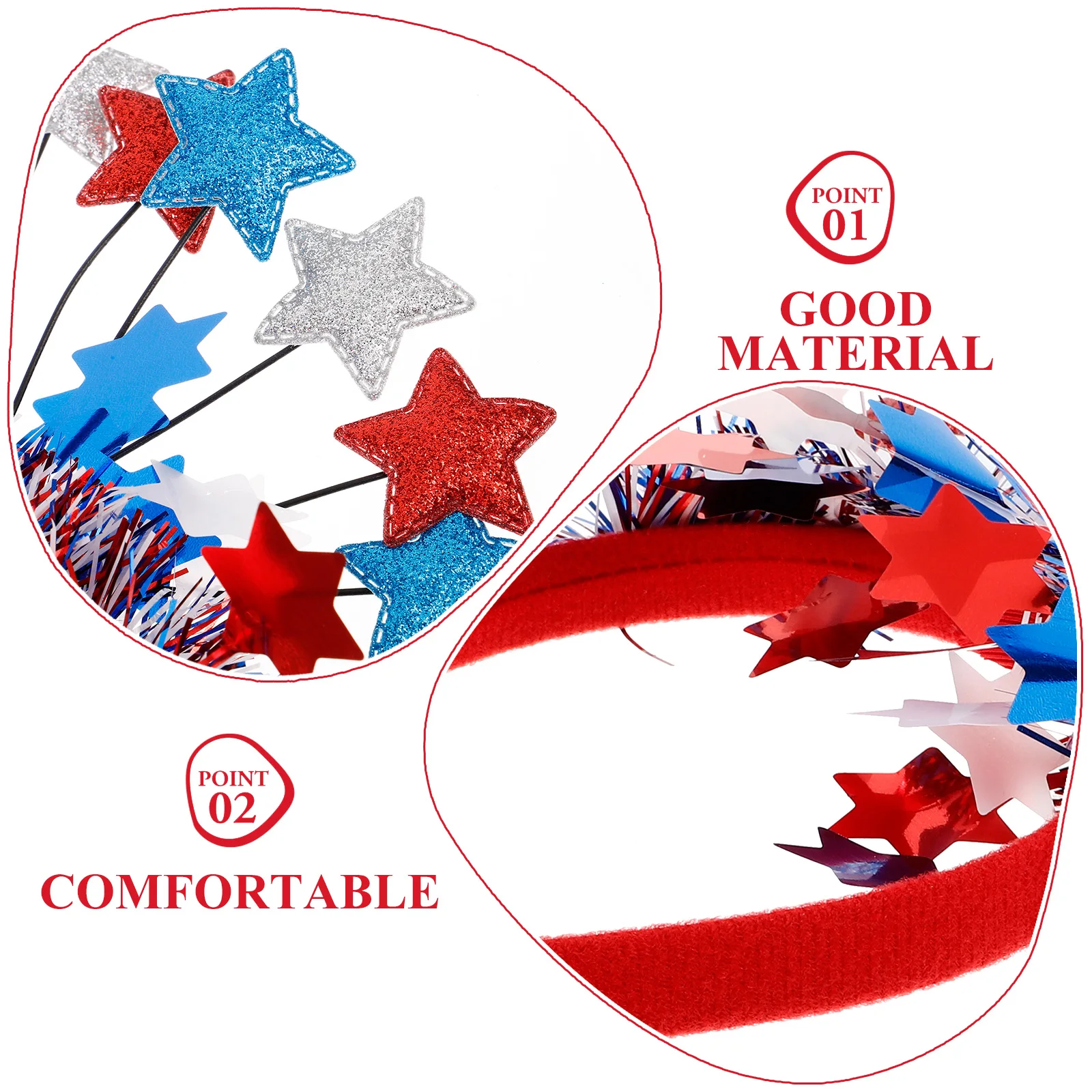 

Patriotic Star Headband Independence Day Party Hair Accessory Festival Headpiece Decoration Photo Prop For Cosplay