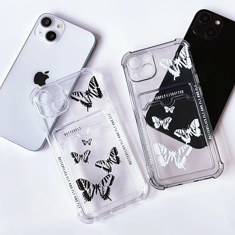 Card Slots Cases For iPhone 11 Case iPhone 15 16 Plus 14 Pro Max 13 12 11 Pro Fundas Transparent Cover Soft Silicone Wallet Bags