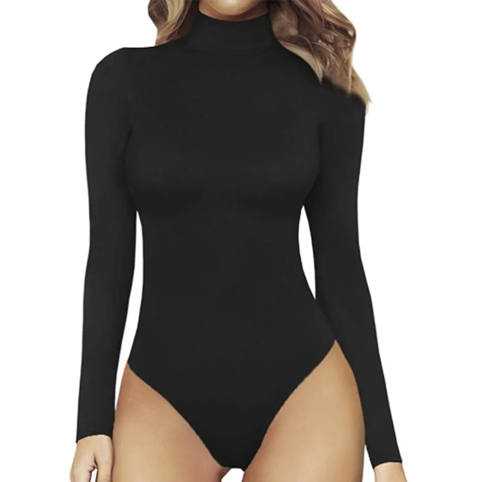 Sexy Bodycon Female Body Suits Basic Version High Collar Women Clothes Slim Fit Monochromatic Long Sleeve Autumn Fashion