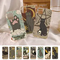 Tarot Cat Art Print Phone Case Silicone Soft for iphone 14 13 12 11 Pro Mini XS MAX 8 7 6 Plus X XS XR Cover