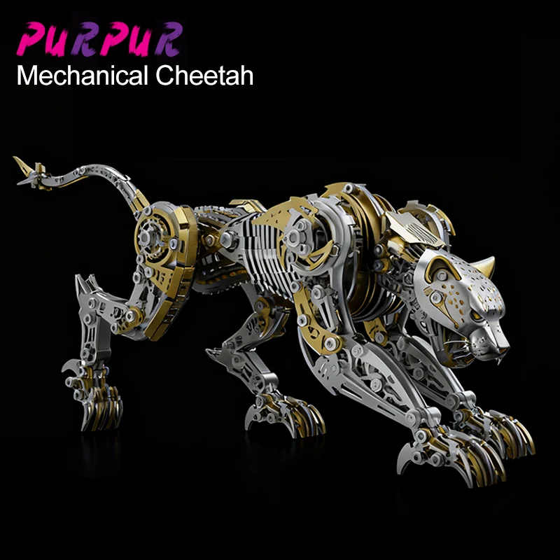 

Punk DIY mechanical metal assembly 3D animal cheetah leopard stainless steel puzzle model kit for adults and boy toy gifts