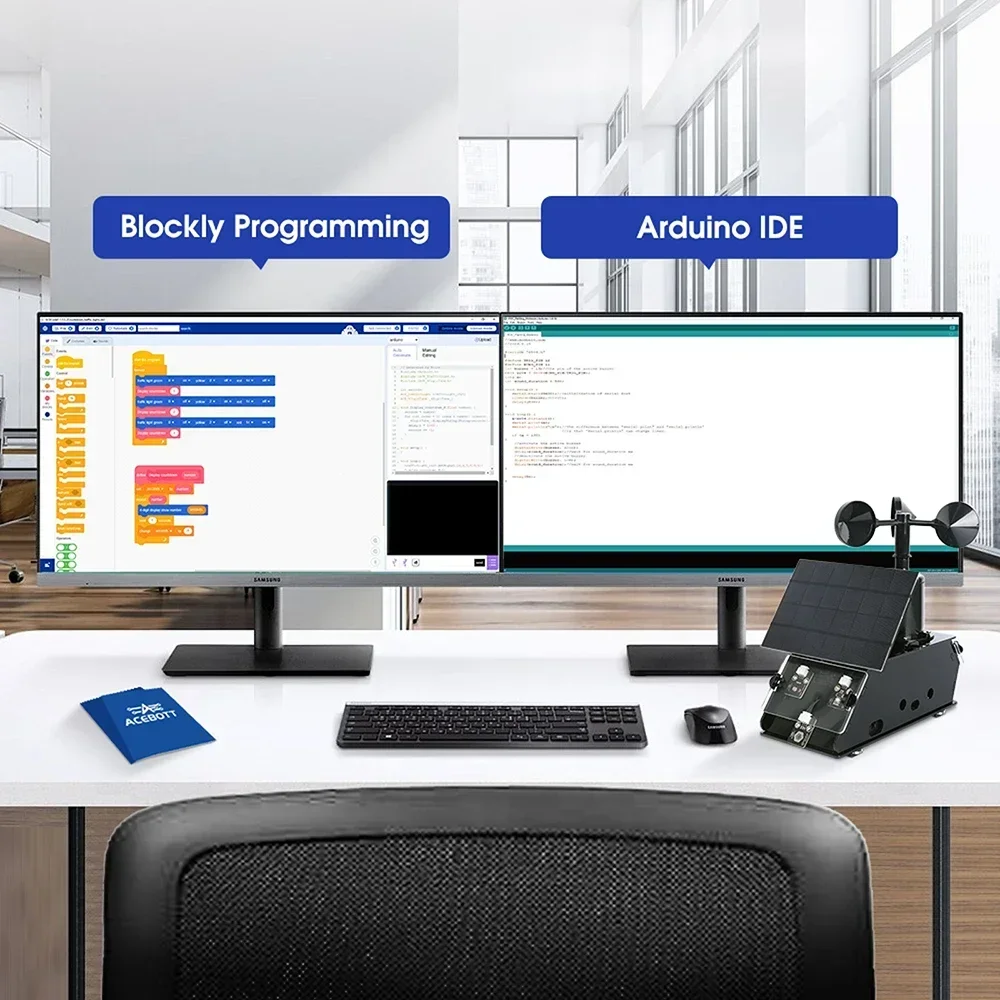NOWY ACEBOTT IOT Starter Kit Stacja Pogodowa Miernik Prędkości Wiatru Temperatury Wilgotności Prognoza Pogody i Barometr dla ESP32 Ard