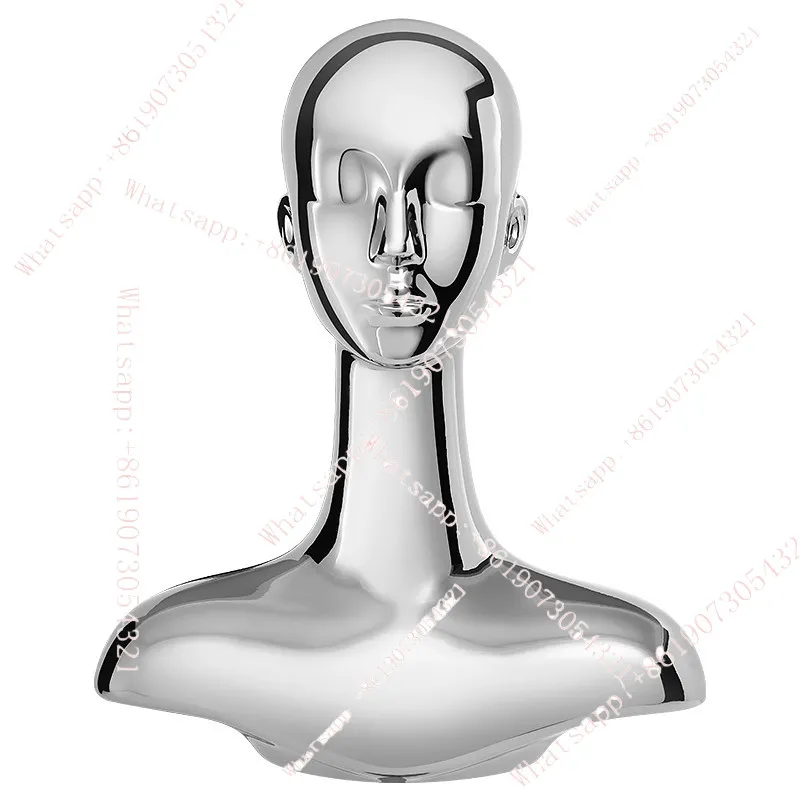 

Model props head mold electroplated gold and silver women's head table jewelry display stand hat wig scarf bracket