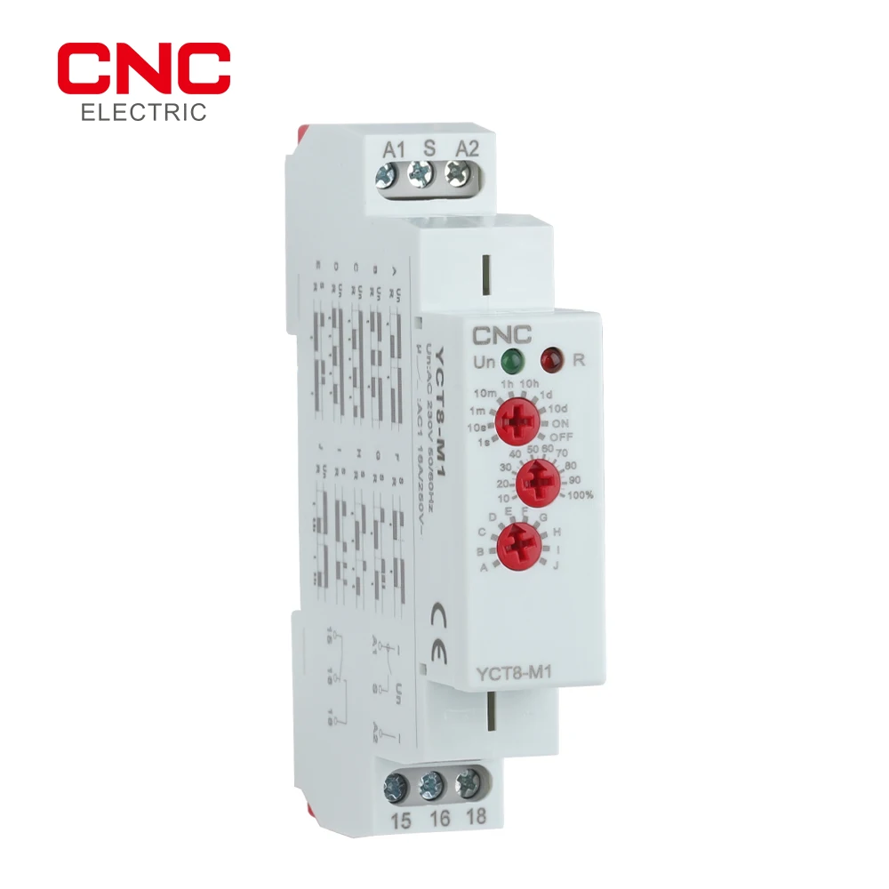 CNC YCT8-M Series 16A AC 230V Din Rail Type Time Delay Relay Multifunction Timer Relay with 10 Function Choices