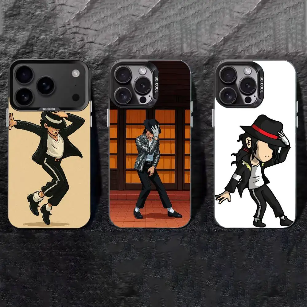 

Cute Cartoon M-Michael J-Jackson Phone Case For iPhone 17,16,15,14,13,12,11 Plus,Pro Max,XS,Colored silver phone case