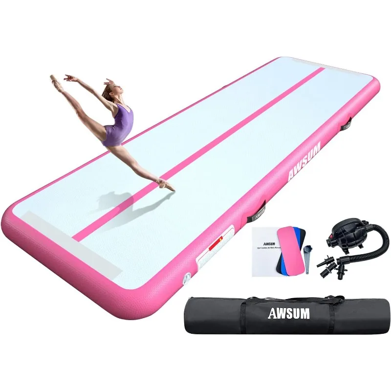 AWSUM Inflatable Air Gymnastics Mat 10ft/13ft/16ft/20ft/23ft Training mat 4/8 inches Thick tumbling mat with Electric Pump