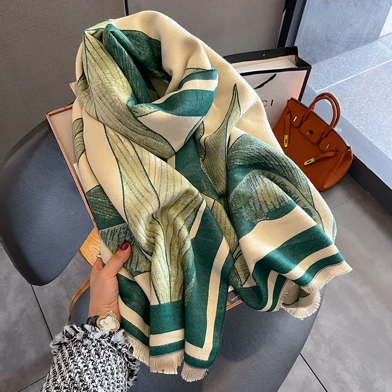 

Winter Cashmere Scarf Pashmina Shawls Luxury Print Women Warm Blanket Wraps Female Foulard Brand Thick Hijab Stoles