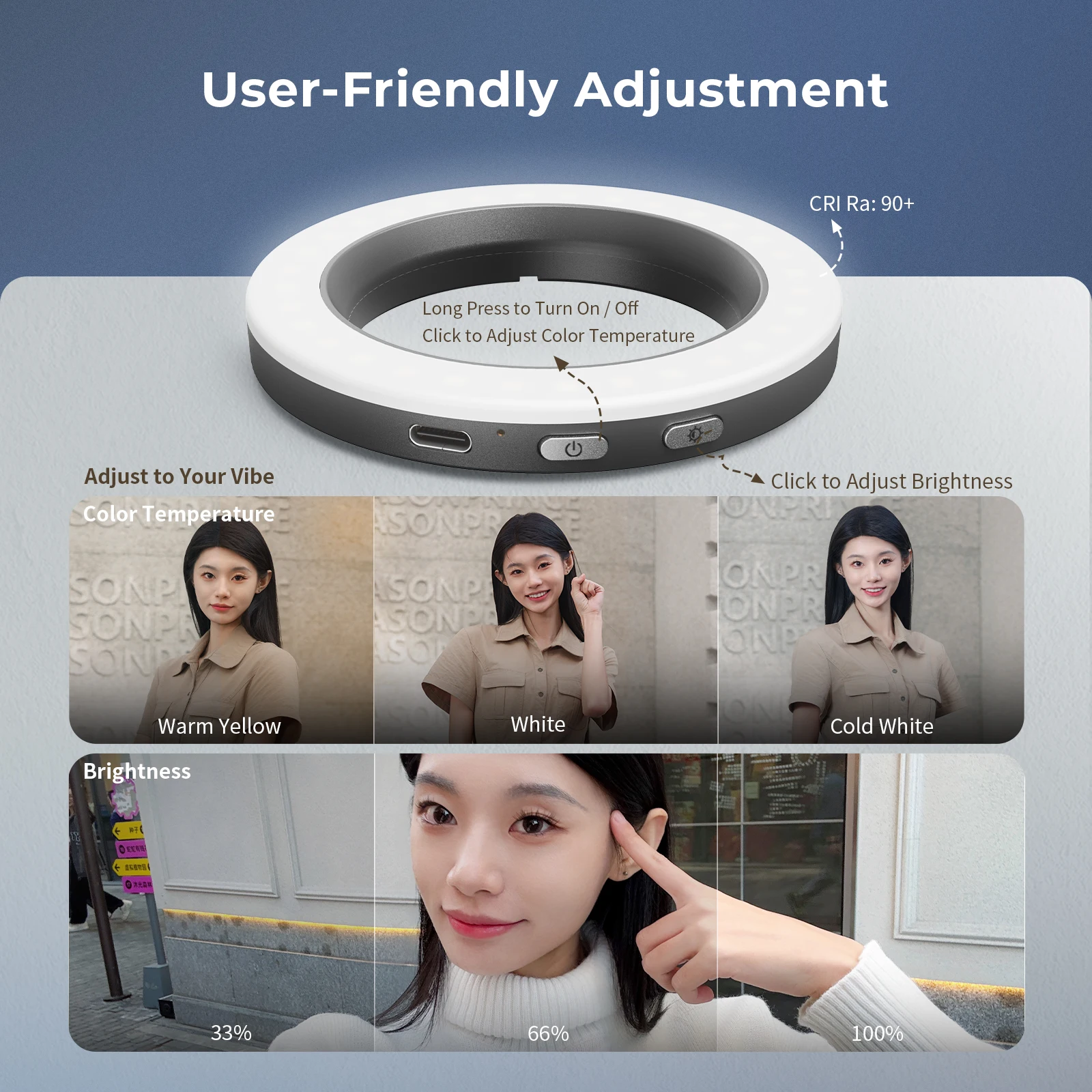 SmallRig Vibe P30 67mm pierścień LED lampa wideo dwukolorowa do uchwytów na telefon 67mm/etui/obiektywy uniwersalny zestaw adapterów filtrów gwintowanych