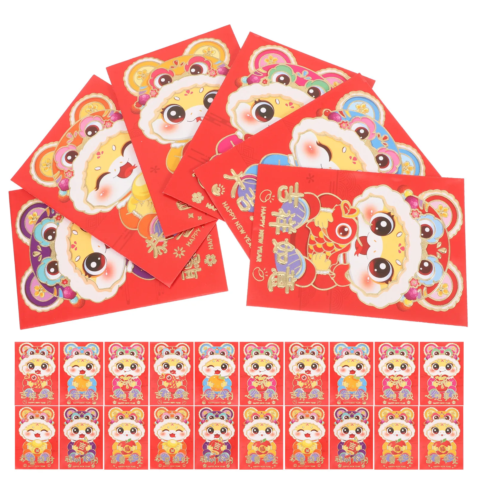 

10 шт. красных конвертов для денег на Китайский Новый год, счастливые денежные пакеты, складные красные конверты с дизайном Змеи, для Весеннего фестиваля