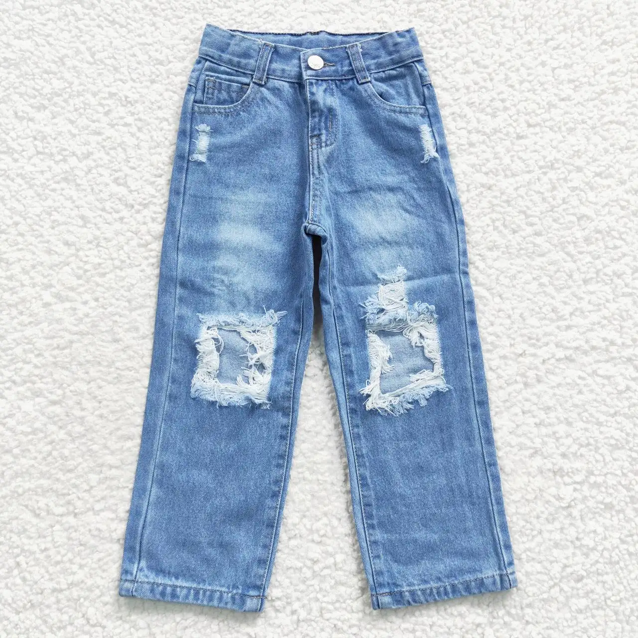 D4-16 Baby Boys Clothes Summer Fashion Pants Ripped Demin Jeans Button Design Boutique