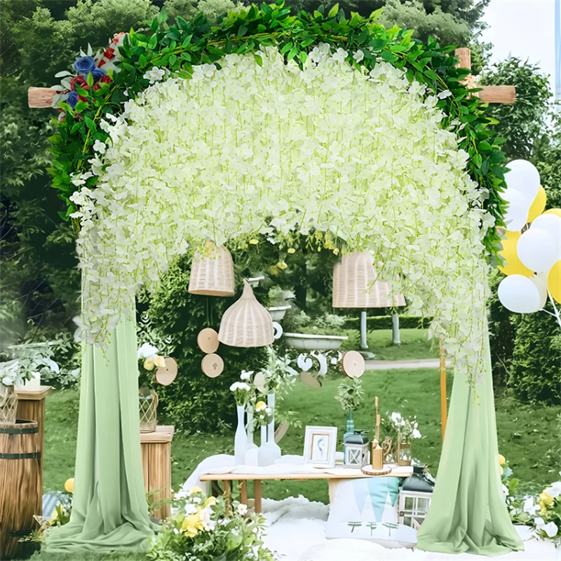 

180cm Wisteria Artificial Flowers Vine Wreath Wedding Arch Decoration Leaf Rattan Trailing Silk Flower Ivy Wall Decor