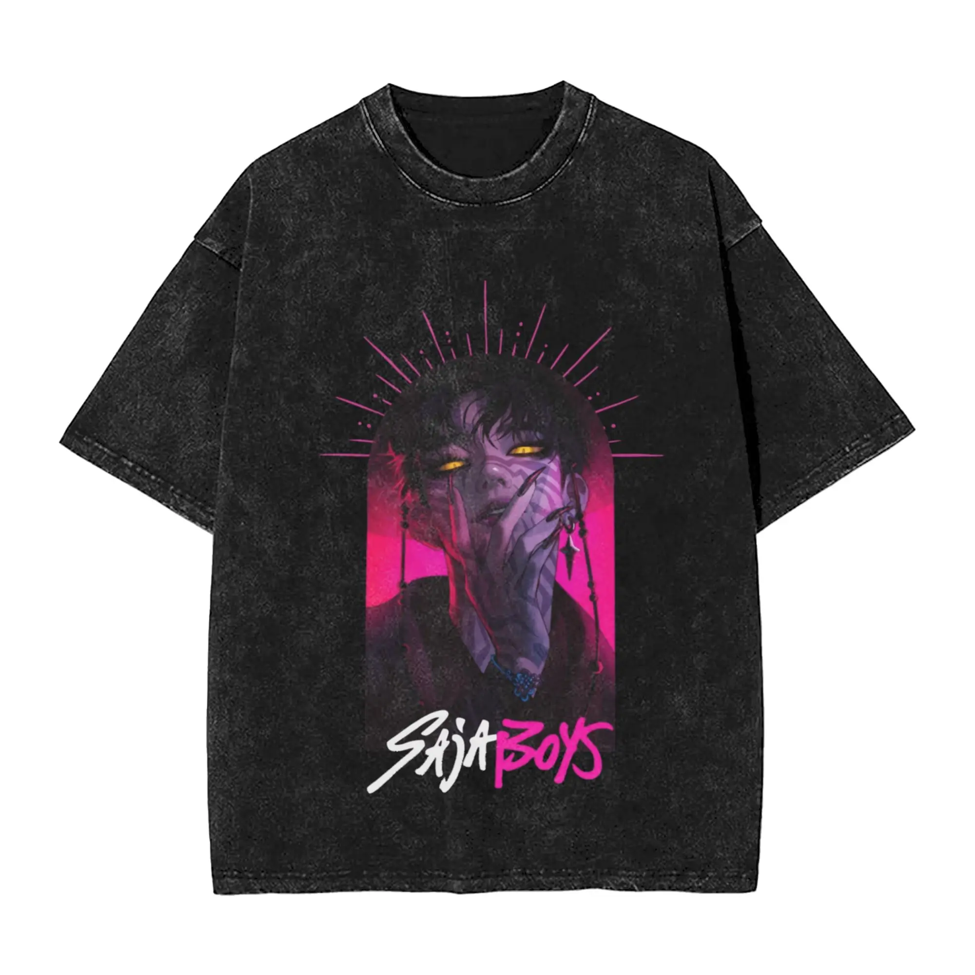 

Oversized Washed T Shirt K-Pop Demon Hunters Saja Boys Jinu Simple T Shirts Popular Tee Shirt for Men Beach Y2K Fun Print Tops