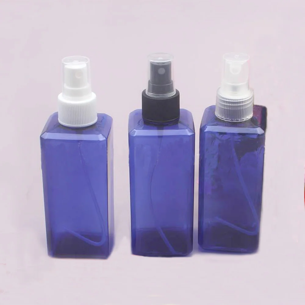 

200ml Square shape Refillable Blue color Plastic Portable Spray Perfume Bottle with Pump sprayer