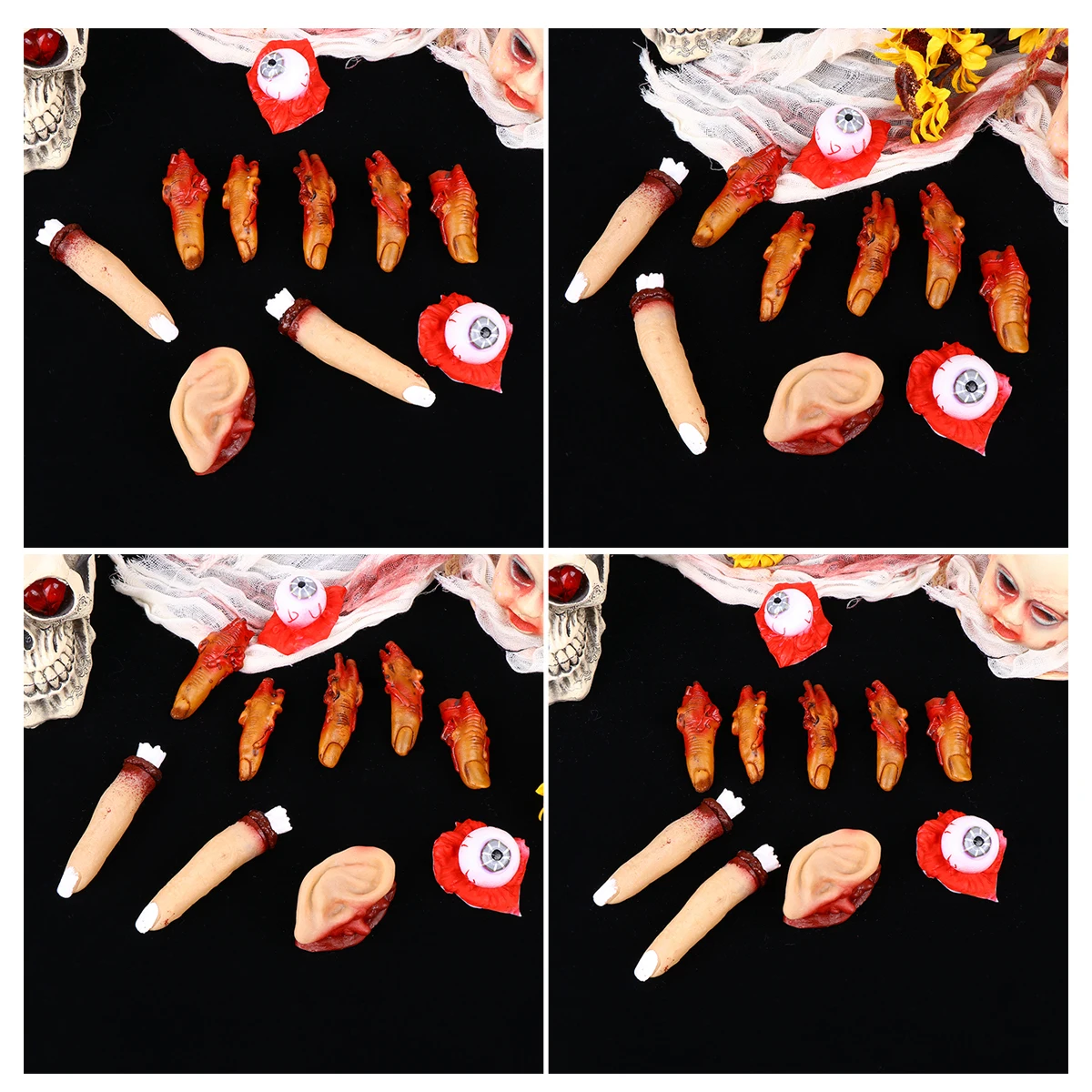 10 pcs Horror Props Bloody Realistic Human Body Parts Spooky Scary Fake Severed Fingers Halloween Decorations Creepy Toys
