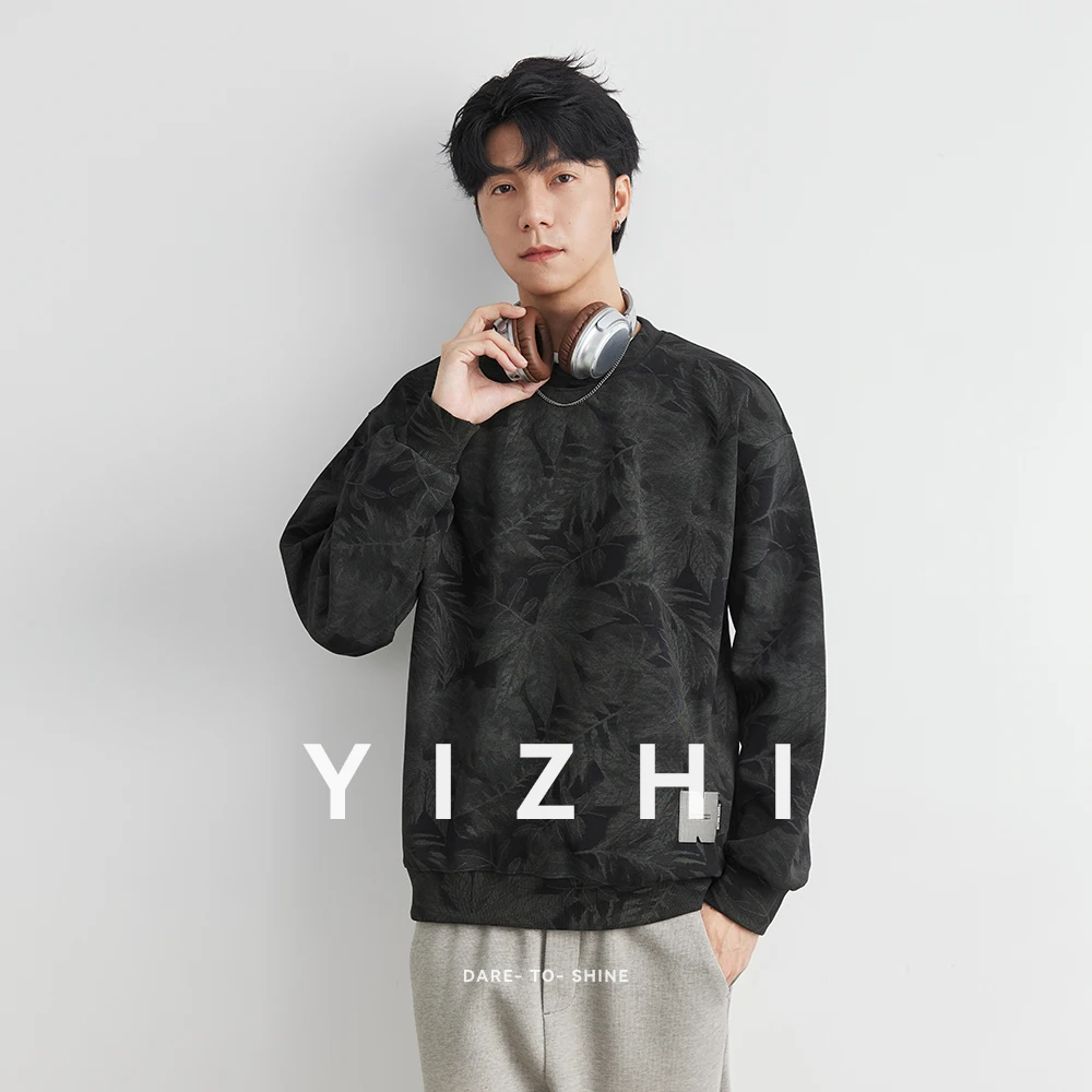 

Trendy American Heavyweight Design Round Neck Sweatshirt Men's Autumn New Loose Casual Long Sleeve Top Male Loose Fit Sweatshirt