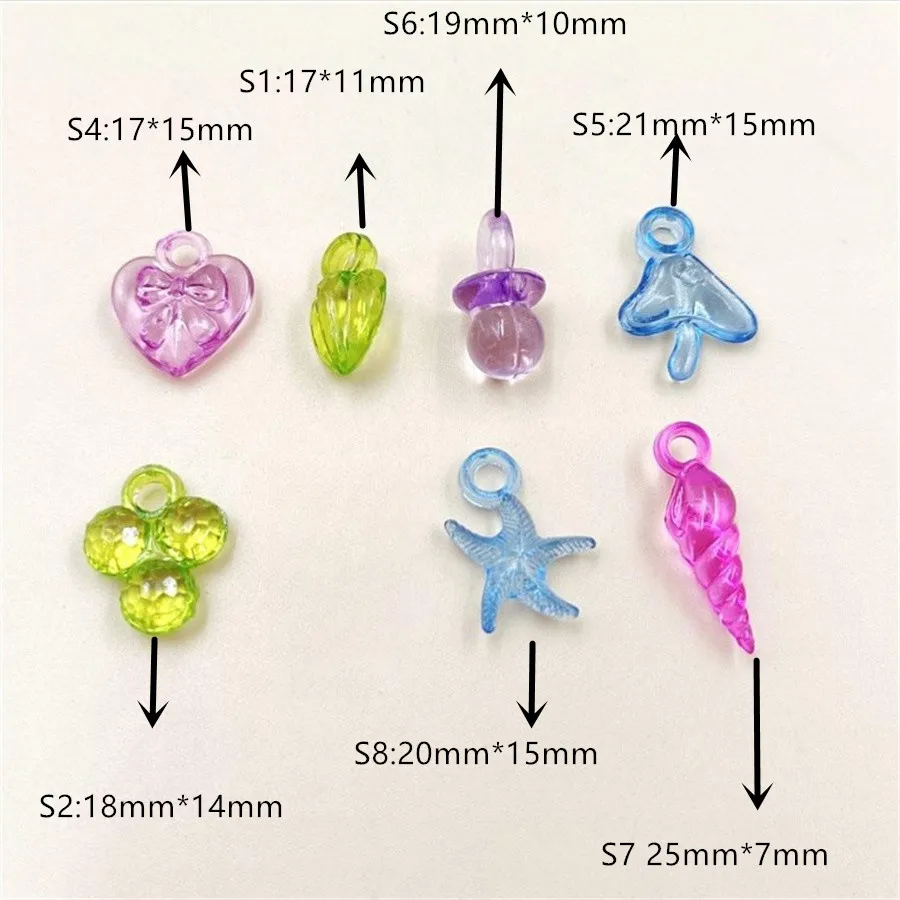 20Pcs/bag Transparent Drop Heart Arrow Pendant for Kids Earrings Necklace Bracelet Loose Beads DIY Crafts For Jewelry Making