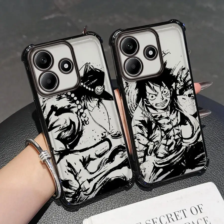 Etui na telefon z motywem anime One Piece, Luffy i Ace, do Redmi Note 9S 11 12 13 10s 14 Pro Plus 10 Lite 11s, miękki pokrowiec.