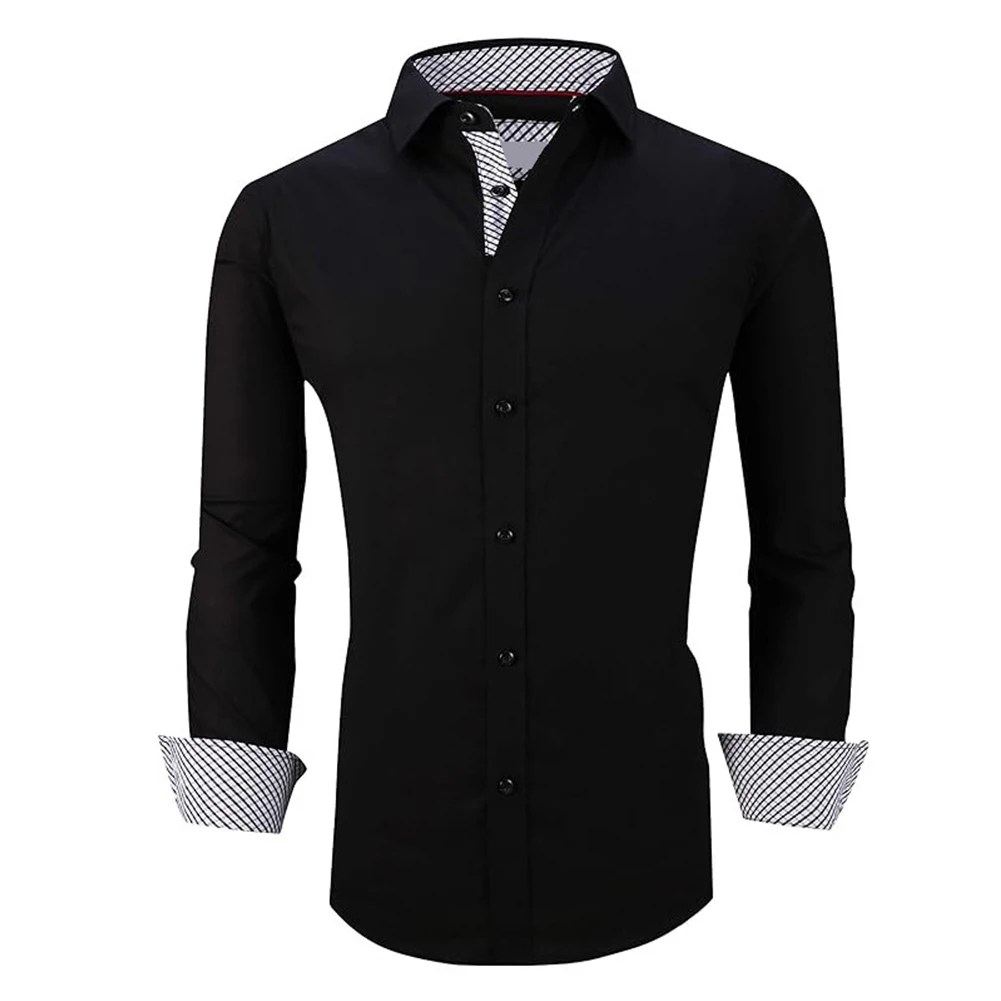 Fashion Hot Sale New Stylish Comfortable Mens Shirts Lapel Long Sleeve M-2XL Party Business Button Down Causal