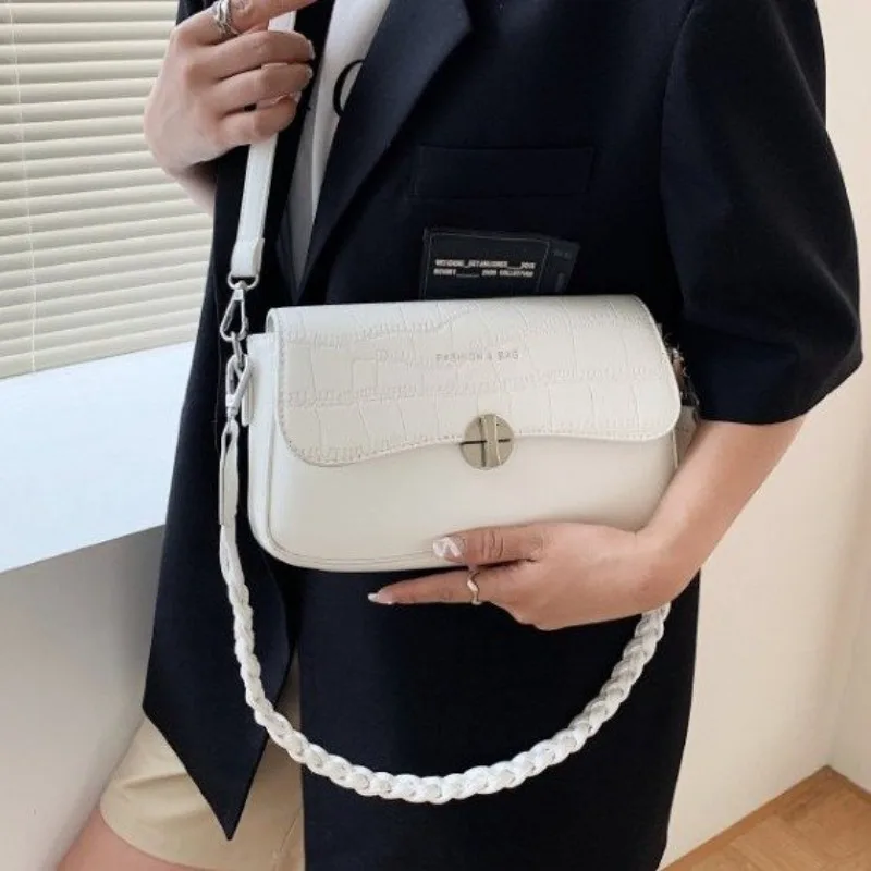 Fashionable Commuter Leather Tote Bag Women Designer Handbag Shoulder Crossbody Purse Square Diaper Bag