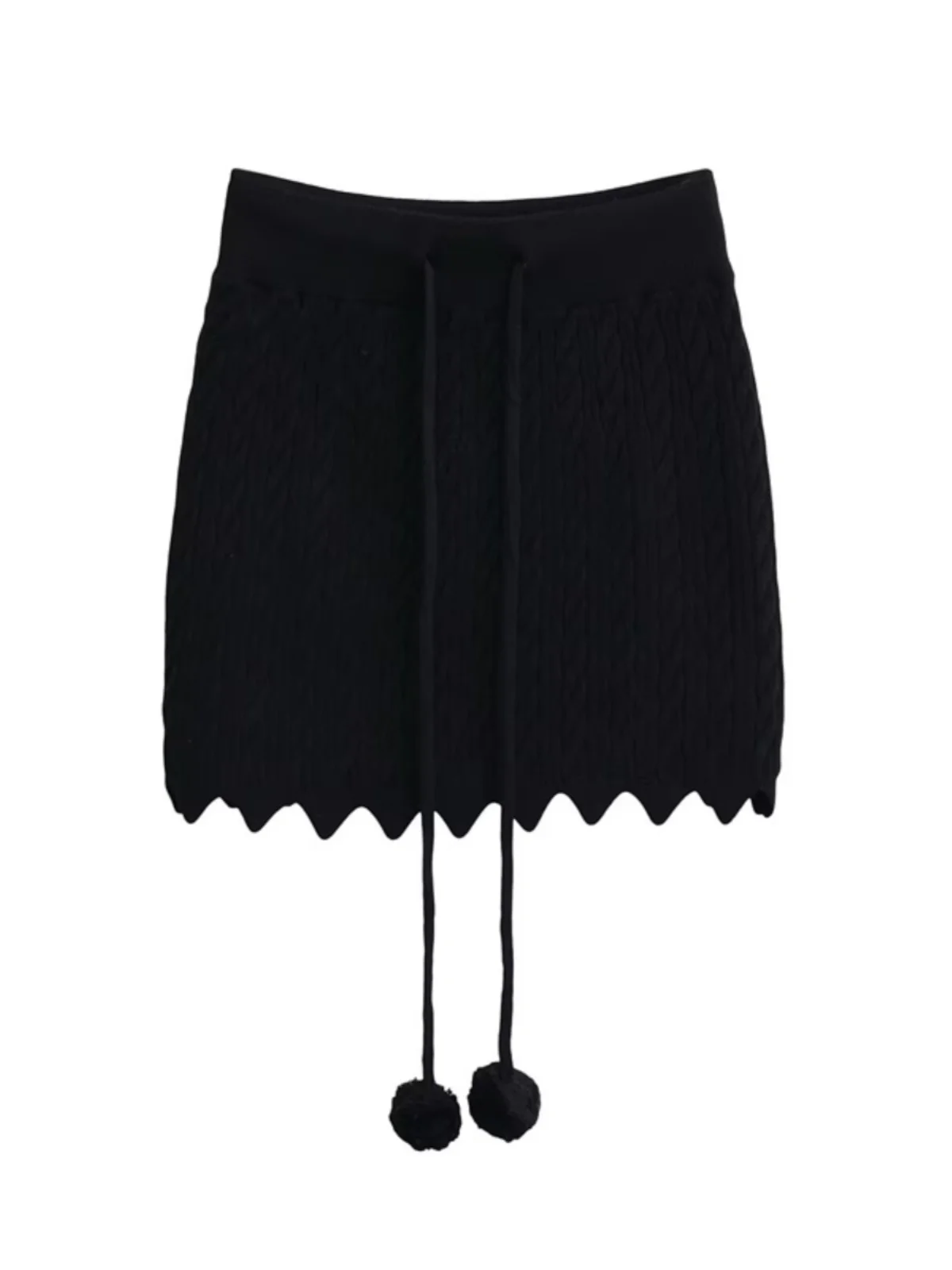 Sexy macio malha f saia com arco bola torção onda envoltório em torno de cintura alta ort rua sle cor pura versátil na moda