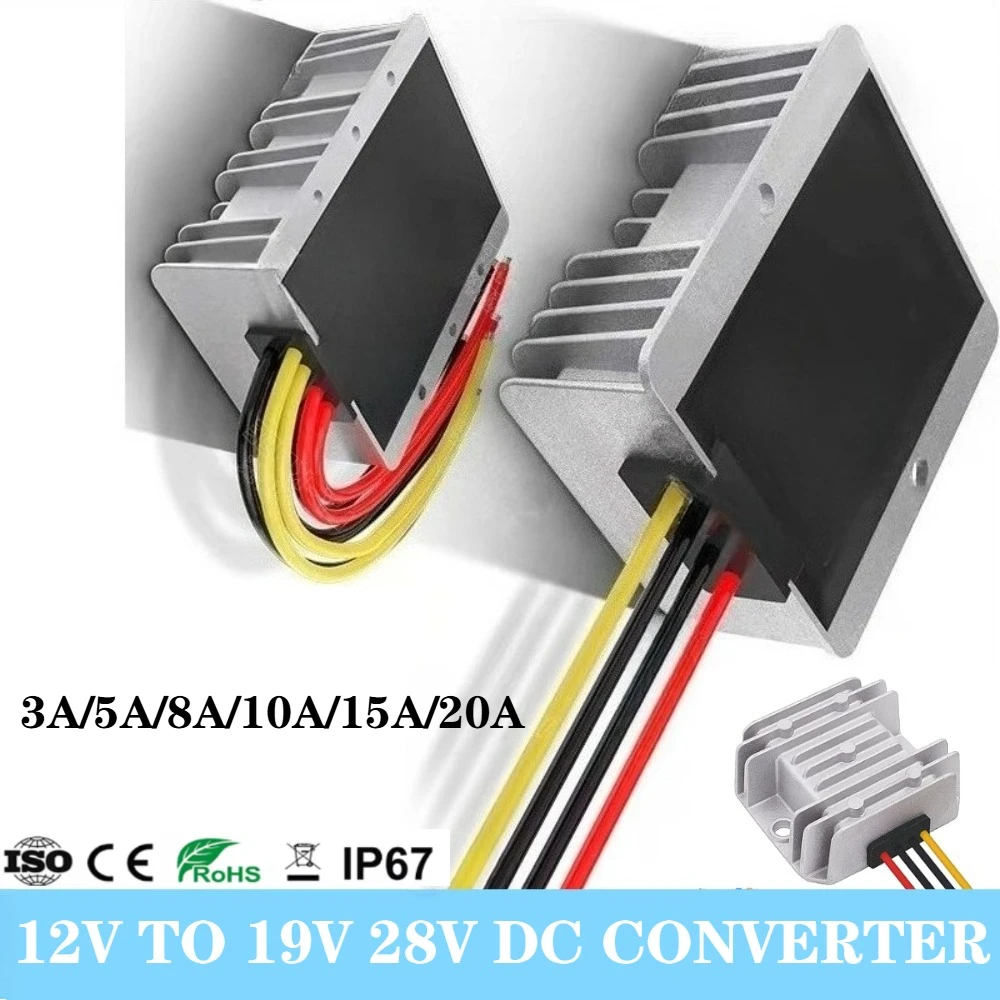 

12V to 19V 28V 3A 5A 8A 10A 15A 20A DC-DC Boost Converter Stabilizer Regulator Step-up Voltage Module for Cars waterproof ROHS
