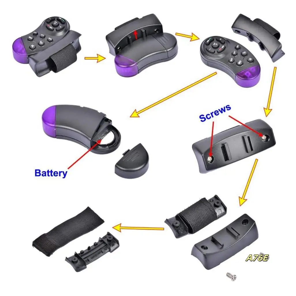 

Universal Steering Wheel Wireless Remote Control 11 Buttons For Car CD DVD MP5 Player