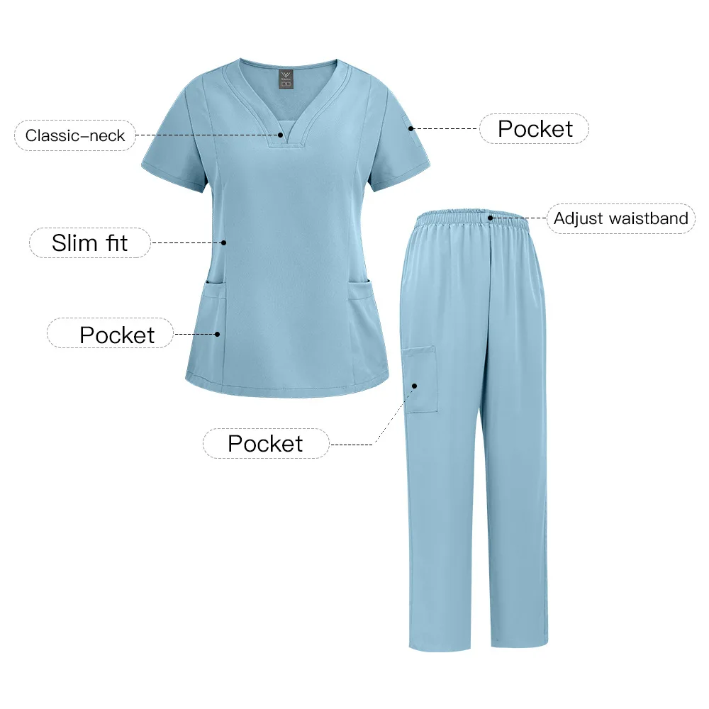 Vêtements de lavage des mains, vêtements de travail médical, costume de médecin et d'infirmière, décontracté, ample, grande taille, uniforme multicolore, Logo personnalisé gratuit