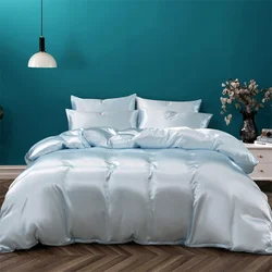100% Silk 3pcs Bedding Set Natural Mulberry Silk Duvet Cover Set with 2pcs Pillowcase Solid Color Quilt Cover Pillow Case Luxury