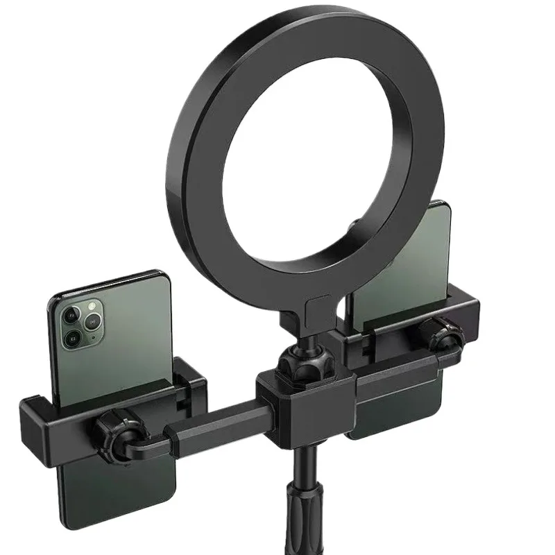 حامل هاتف سطح المكتب لمشاهير الإنترنت، ضوء تعبئة مزدوج 6 بوصة، ضوء ثلاثي الألوان لصور السيلفي، ضوء حلقة LED #1