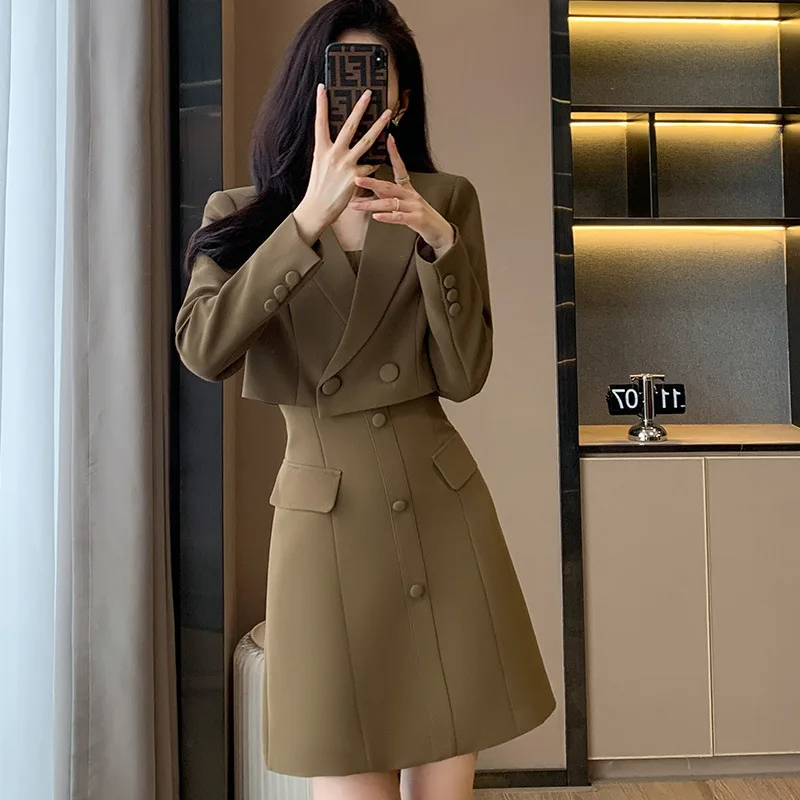 Elegante Frauen Business Anzüge mit Kleider und Jacken Mantel Formalen Berufs Büro Arbeit Tragen Blazer OL Stile Kleidung Sets