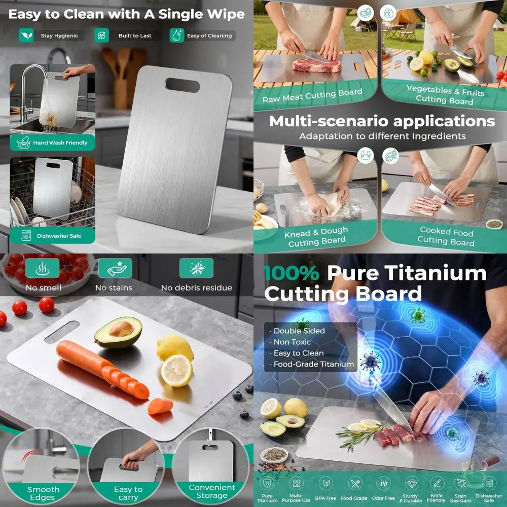 

Набор кухонных разделочных досок из чистого титана — нетоксичные, прочные, можно мыть в посудомоечной машине, 3 предмета (S, L, XL)