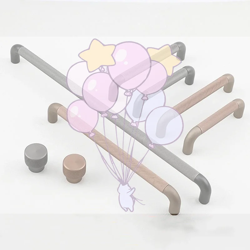 

Ручки и ручки для шкафа с накаткой/текстурированными алюминиями, ручки для выдвижных ящиков, ручки для спальни, серая фурнитура для шкафа