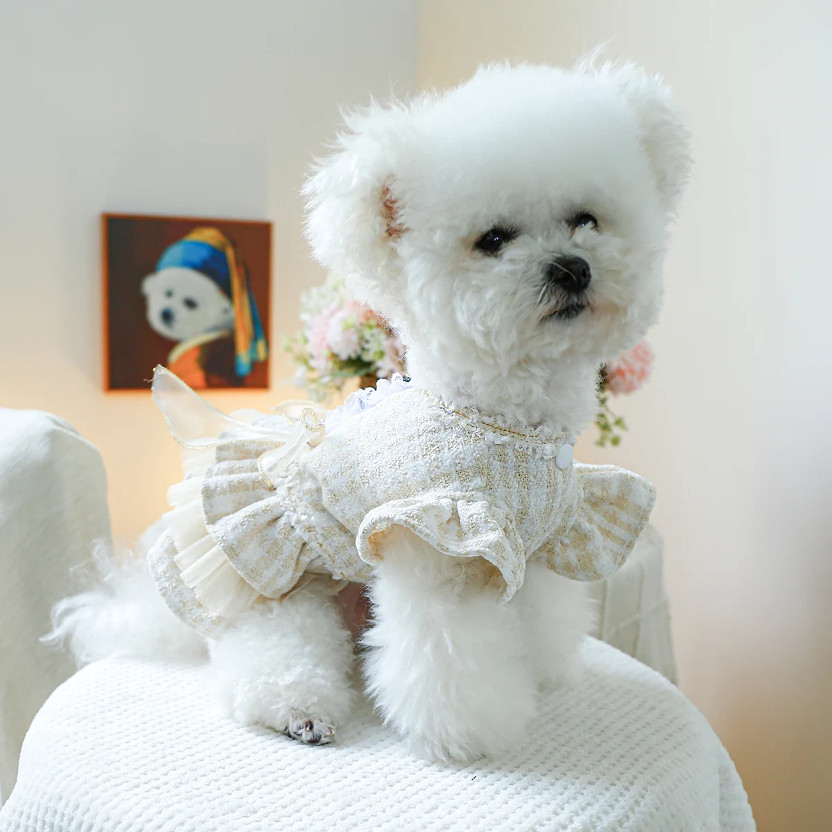 1PC Pet Clothing Spring and Autumn Gabrielle Dress Wedding Princess Dress Suitable for Small and Medium sized Dogs