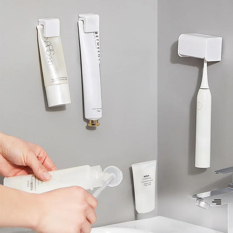 Bathroom Toothbrush Holder Wall Mounted Toothpaste Rack Punch-free Tooth Brush Storage Holder Bathroom Accessories