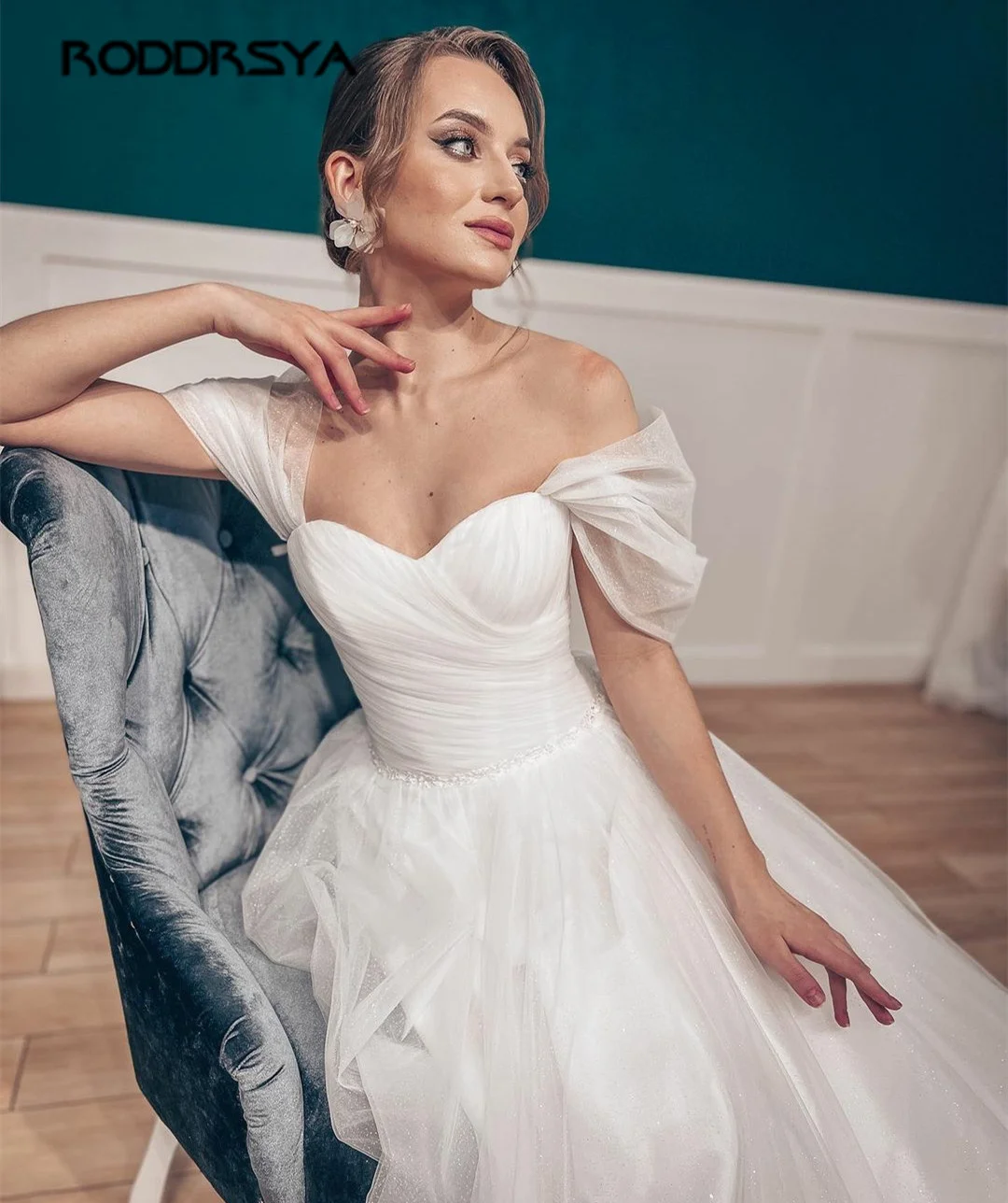 RODDRSYA-Robes de mariée princesse pour femmes, Robe de soirée en tulle à lacets dans le dos, Simple A-Line Off Initiated Patients, Rotterdam Kly Robes de mariée princesse pour femmes, Robe de soirée en tulle à lacets