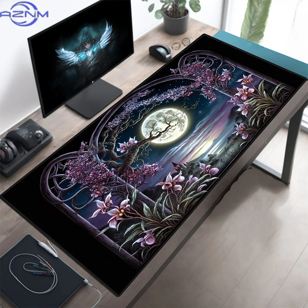 Gothic Wonders Desk Mat, 900X400 Cat City Mouse Pad, Big Gaming mouse pad xxl, Cute Track Pad, Aesthetic Desk Pad, XL Deskmat