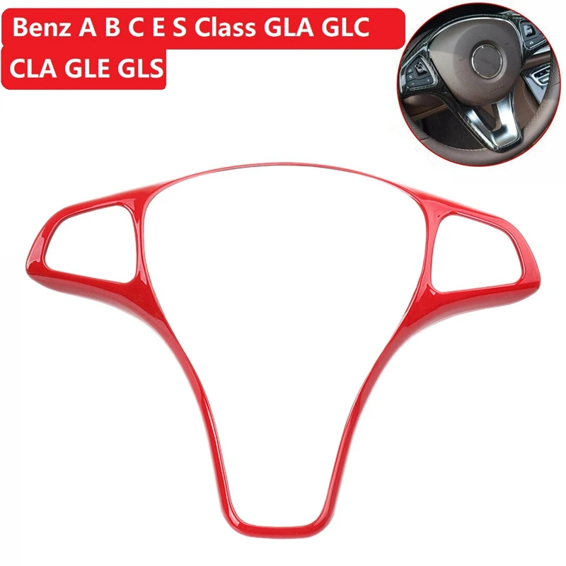 Red Steering Wheel Cover Trim For Mercedes-Benz A B C E S Class GLA GLC CLA GLE GLS CLS