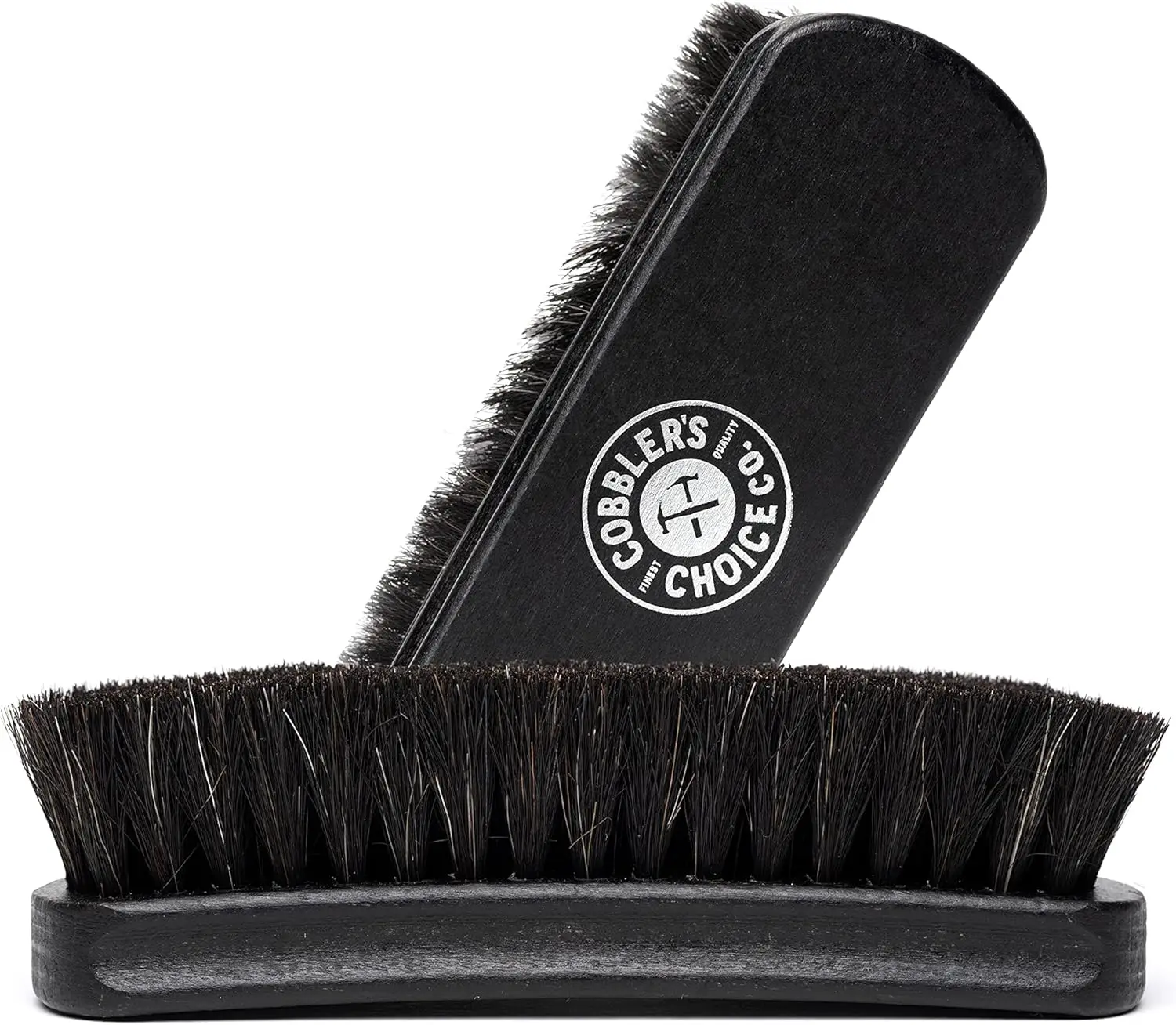 

Horsehair Shoe Brush with Concaved Handle for Grip, Black