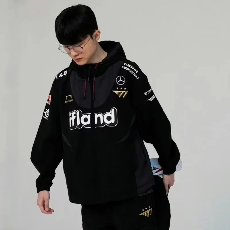 

Мужская ветрозащитная куртка T Faker S3 World Match Outfit Skt для весны и осени, худи из полиэстера, стандартный крой