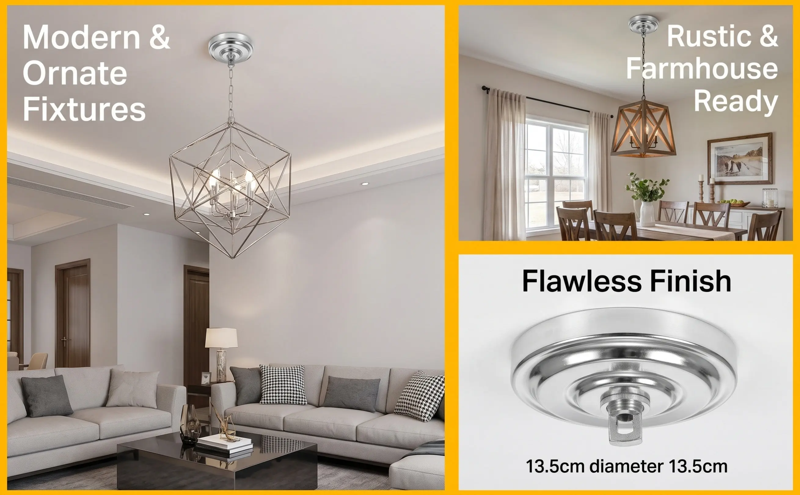 Heavy Duty Metal Ceiling Canopy Chandelier Cover Plate Shiny Finish Retro Style Ceiling Light Cover Pendant Light Parts