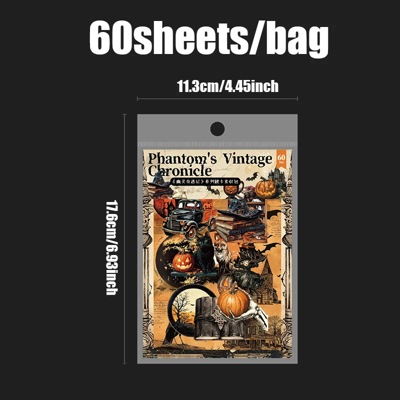 120pcs Spooky Encounters Series Large Portion Hardcard Material Pack Sticker Handbook Collage DIY Scrapbooking Album Photo Frame