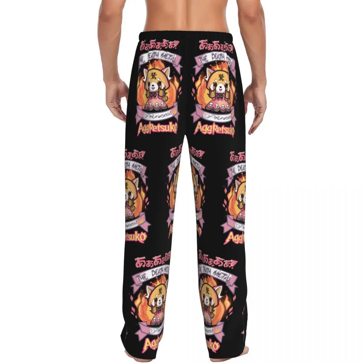 Benutzerdefinierte aggressive Retsuko-Pyjamahose für Herren, bedruckt, Animation, Schlaf-Nachtwäsche, Hose mit Taschen