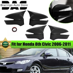 Bracingo Rearview Mirror Cover Fit For Honda Civic 8th 2006-2011 Gloss Black/Carbon Pattern Side Wing Mirror Cap Car Accessories