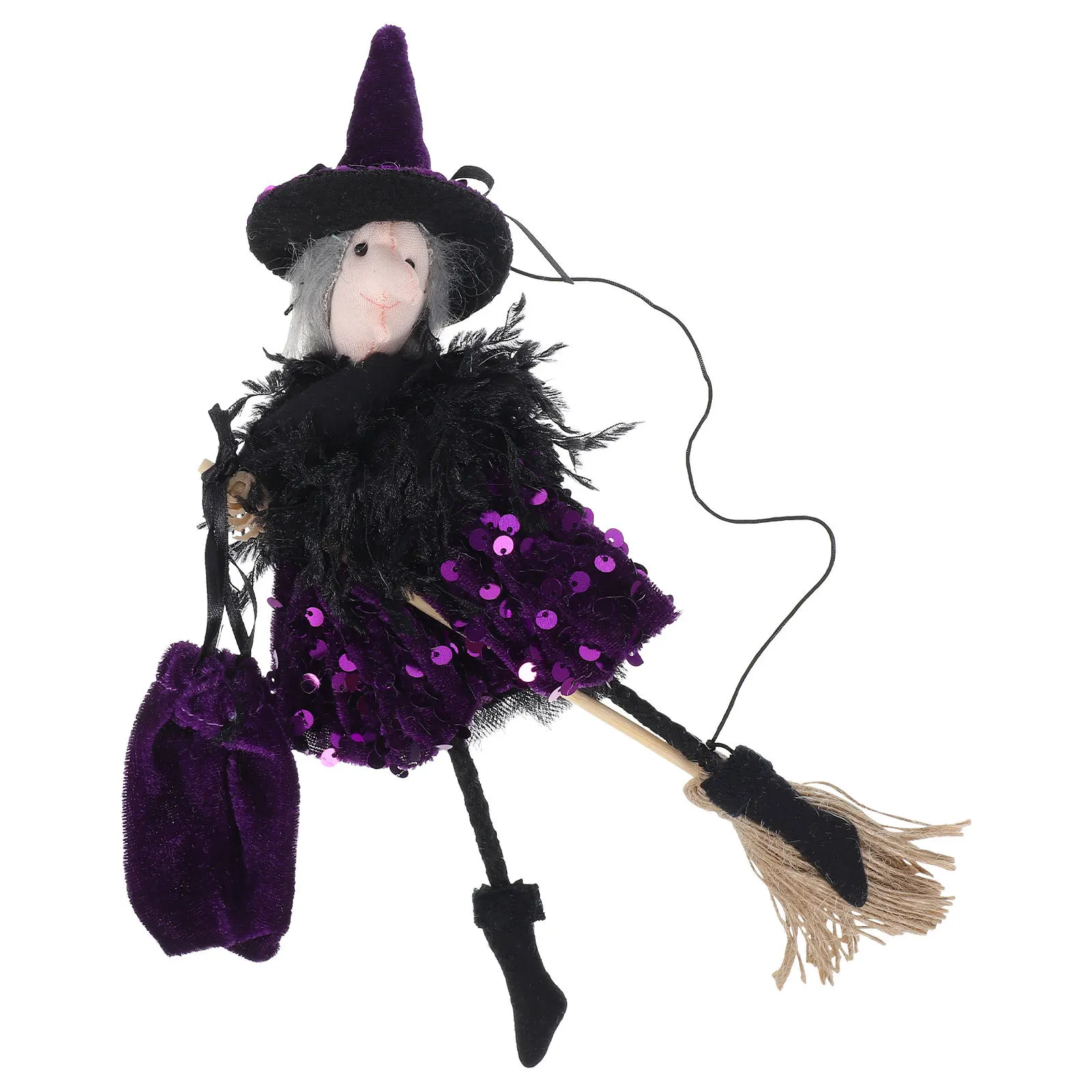 

Halloween Witch Hanging Decoration Scary Witch on Broomstick Haunted House Outdoor Garden Halloween Party Prop