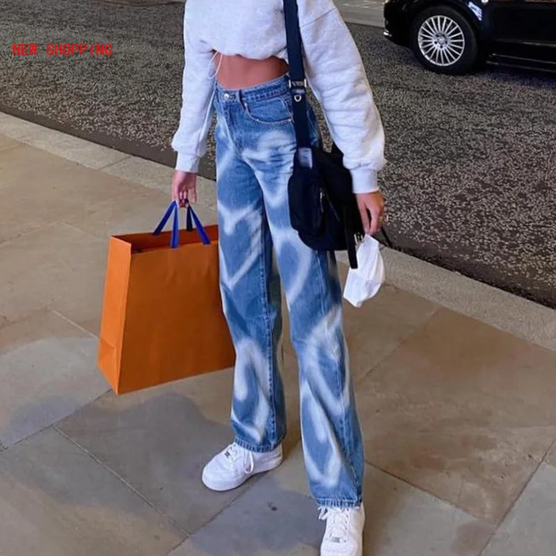 

Heart Printed Y2K Baggy Jeans Korean Women 90s Aesthetic Vintage Trousers Casual High Waist Harajuku Mom Jeans Denim Streetwear